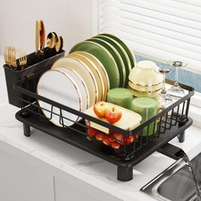 Dish Drainer Rack with Drip Tray, Sink Dish D...