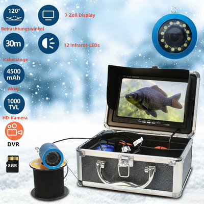 Nisorpa Underwater Fishing Camera,7'' Fish Finder, 8GB DVR Recording, 12 LEDS