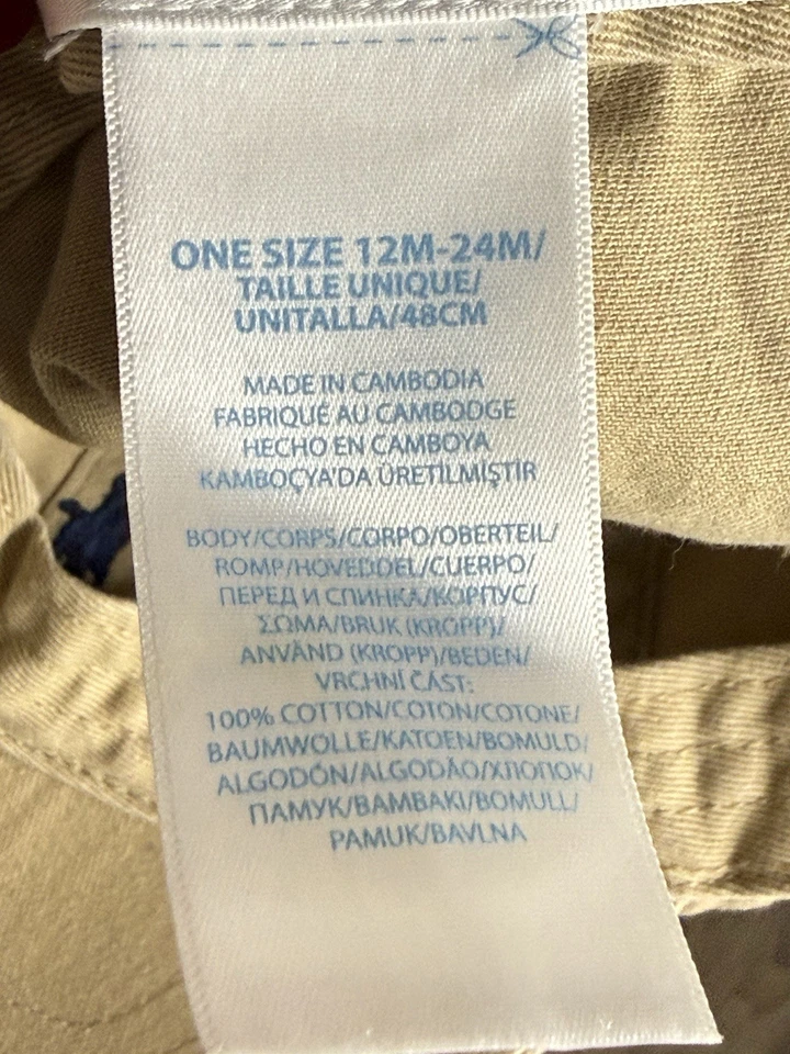 Ralph Lauren Layette Pequeño Pony Sombrero Gorra Niño 12M - 24M Caqui Espalda Elástica Foto 4 de 4