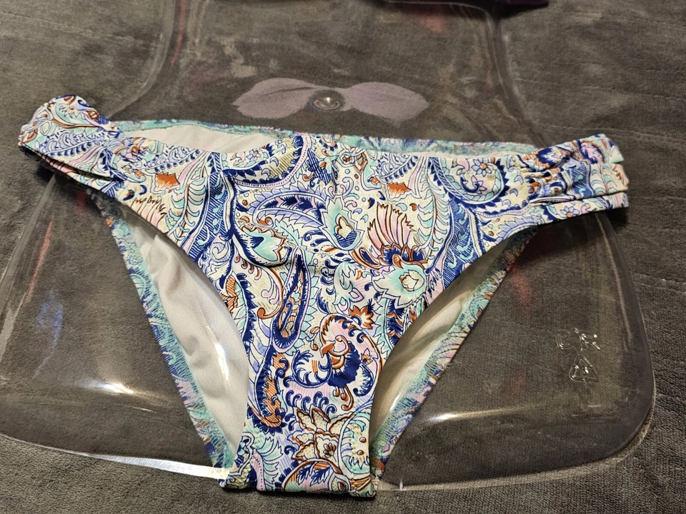 VICTORIA'S SECRET ROSA Lavanda Push-Up Triángulo Bikini Paisley Parte Inferior JUEGO DE NATACIÓN Foto 3 de 4