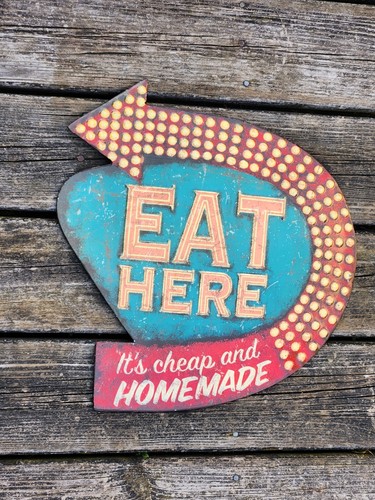 Eat Here Cheap Homemade Sign Wall Hanger Lot Siebert 15x16 Distressed Art - Zdjęcie 13 z 24