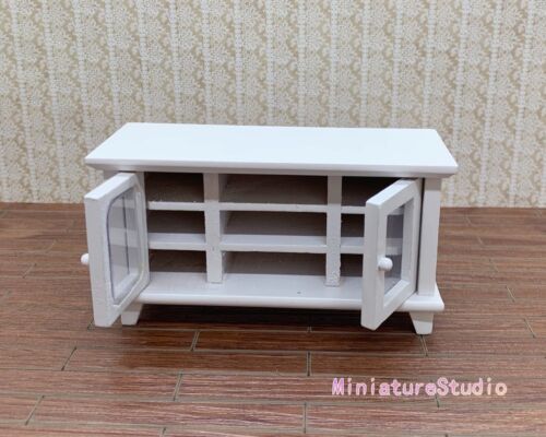 1:12 Dollhouse Miniature White Wooden TV Stand Cabinet Living Room Furniture Toy - Picture 4 of 9