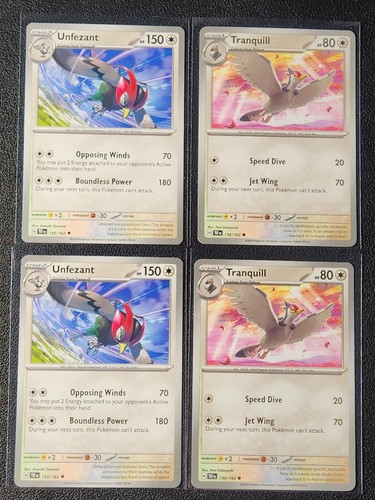 4x Unfezant 135/162, 4x Tranquill 134/162, 4x Pidove 133/162 Fuerzas Temporales Casi Nuevo - Imagen 2 de 3