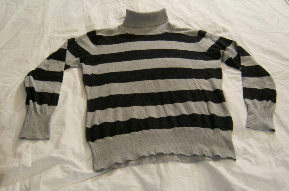 Damenpullover, Yessica, Gr. M, schwarz/grau (quer)gestreift, Mischgewebe - Bild 1 von 1