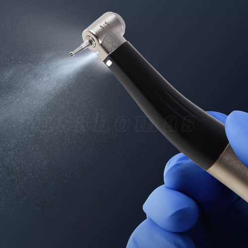 Black Dental LED 1:1 Fiber Optic Contra Angle Low Speed Handpiece Push button - Picture 23 of 24