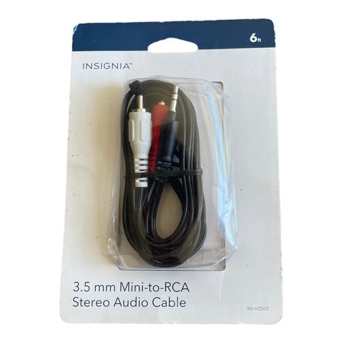 NWT Insignia NS-HZ503 6-foot 3.5mm Mini-to-RCA Stereo Audio Cable Black - Picture 8 of 9