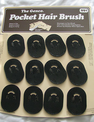 THE GENCO POCKET HAIR BRUSH'' 12 BRUSH DISPLAY _BLACK-NEW 