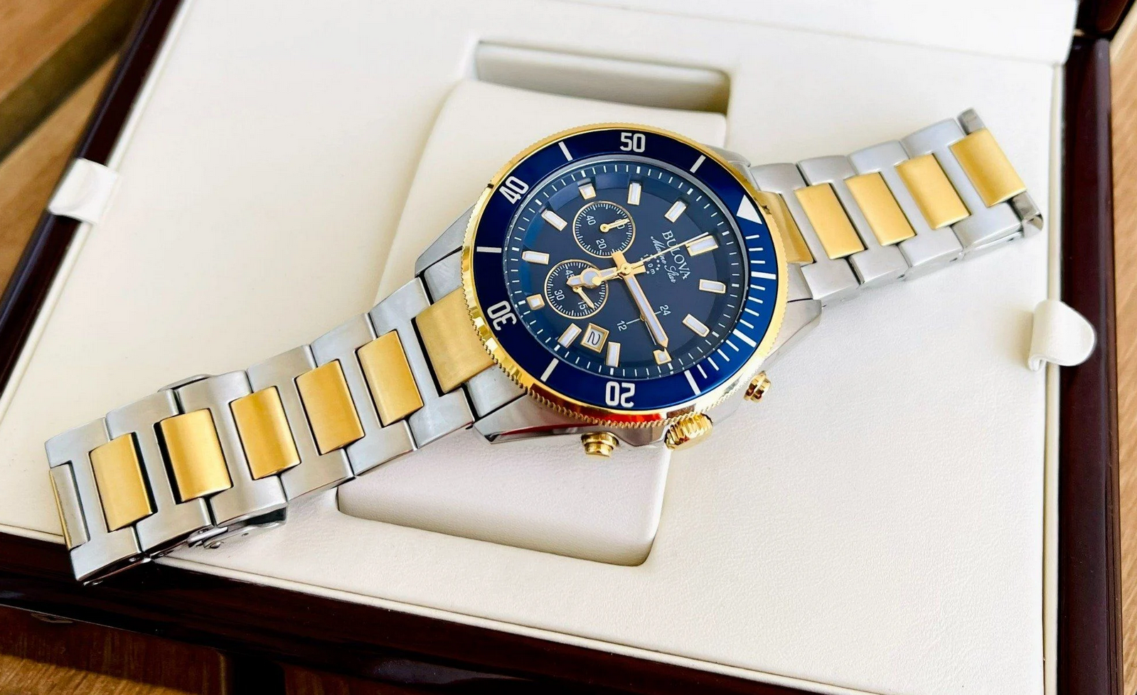 Bulova 98B230 Marine Star Chronograph Blue Dial Dual Tone Men's Watch ...