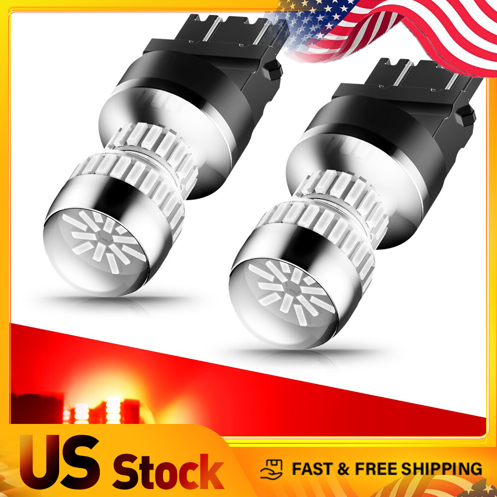 2X AUXITO 3157 3156 4057 LED Red Brake Tail Light Bulbs 54 SMD Bright