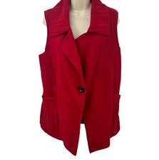 Janska Womens Vestvsize S Red Fleece Soft Single Button Winter Holiday