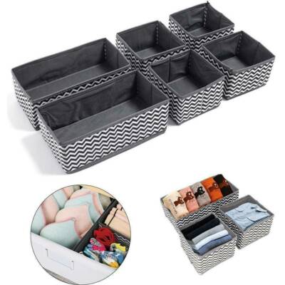 AUFBEWAHRUNGSBOX CANVAS 6 ABSCHNITTE KLEIDERSCHRANK SCHUBLADE TEILER ORGANISER SOCKEN KRAWATTEN SCHMUCK