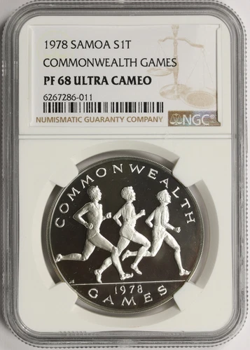 1978 Samoa Silver 1 Tala NGC PF68UCAM Commonwealth Games