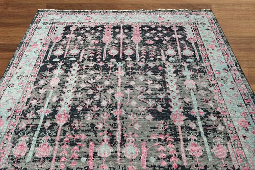 2'8''x 6'8'' Black Hand Knotted Oushak Arts & Crafts Wool Area Rug - Picture 4 of 8