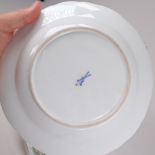 Meissen Porcelain Mocha Trio Cup Saucer Plate Birds Flowers Circa 1880 - Picture 15 of 19