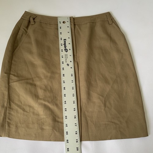 Linda Allard Ellen Tracy Skirt Women 10 Petite Brown Linen Pockets Career Work - Picture 12 of 12