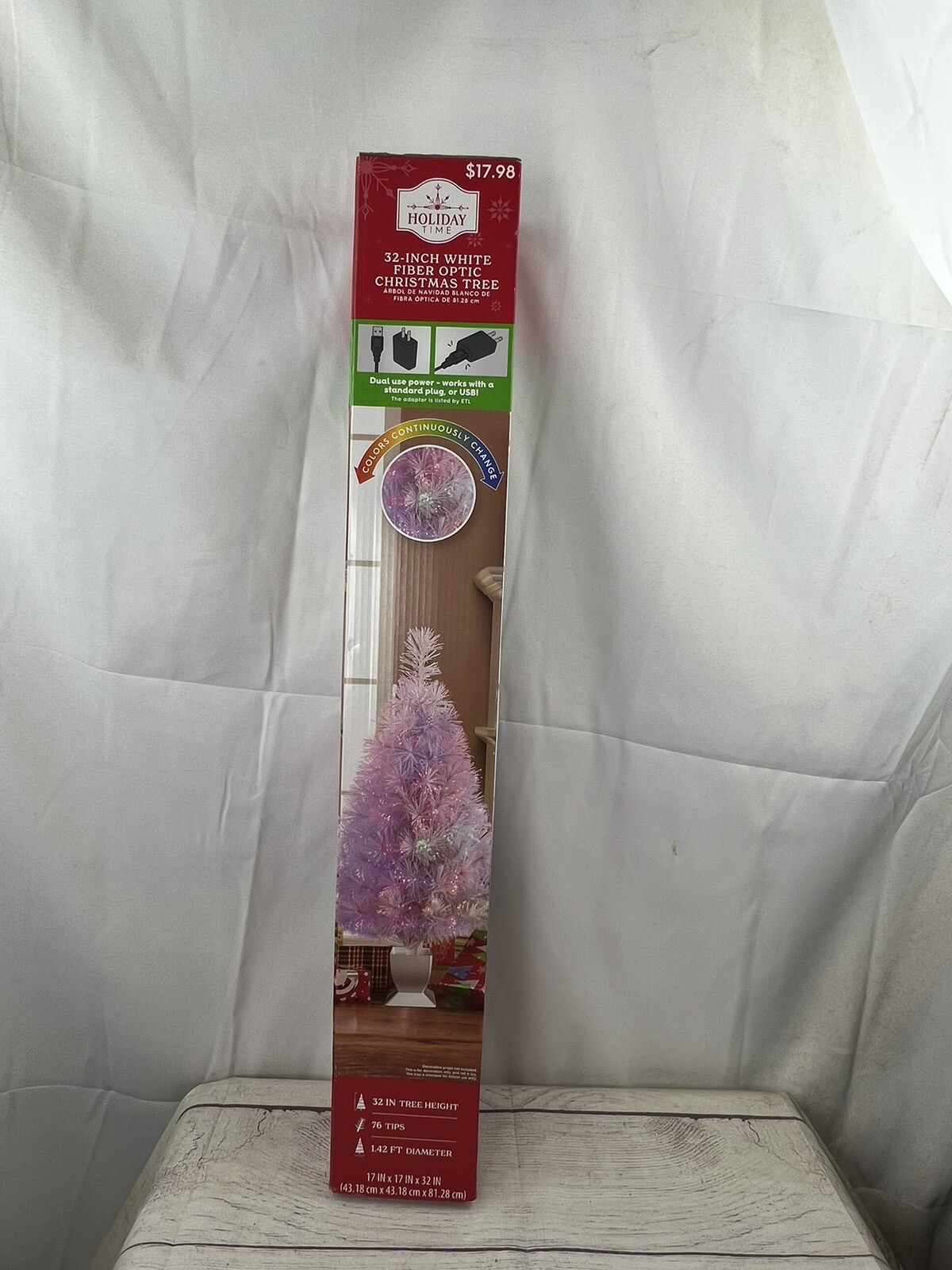 White Fiber Optic Christmas Tree 32 inch Holiday Time Decoration eBay