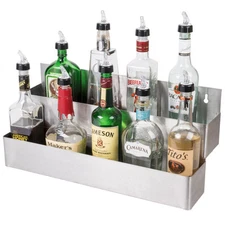 22" Stainless Steel Double Tier Commercial Bar Speed Rail Liquor Display Rack 