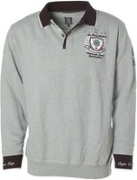 John Brad Herren Sweatshirt Polo Pullover -Cape Canaveral - Grau L X5064