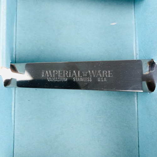 Imperial Ware Atomic Vanadium Stainless BBQ 3-pc Set VTG 60s Spoon Fork Spatula - Picture 5 of 13