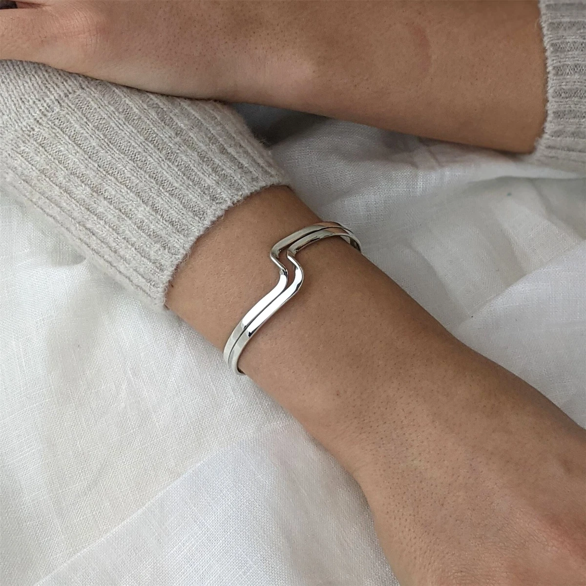 Sterling silver wave store cuff bracelet