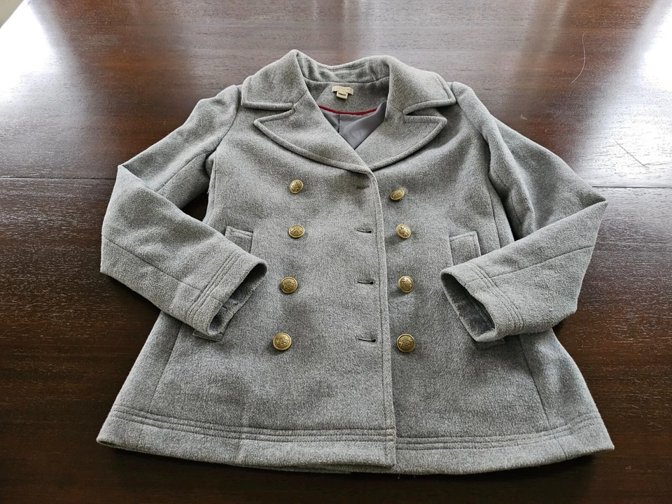 J. Abrigo Crew Stadium Mezcla Lana Guisante Doble Pecho Botones Dorados Talla 2 Foto 2 de 4
