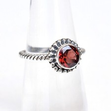 Natural Red Garnet Ring, Garnet Birthstone Ring, 925 Sterling Silver Ring-HR384