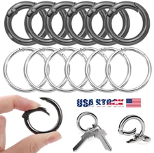 5Pcs Round Snap Carabiner Metal Rings Spring Keyring Buckle Clip Spring Ring USA