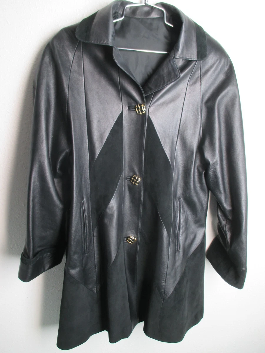 Manteau en cuir noir Ivonne haute couture en cuir El Cortes anglais 44EU 10 5 US