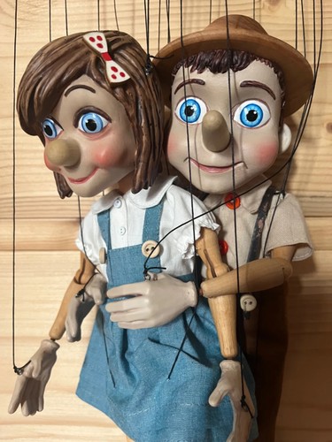 Marionette Pinocchio + Pinocchio Mädchen - Handmade Original Puppets