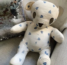 D.Porthault Coeurs Blue Large Vintage Teddy Bear