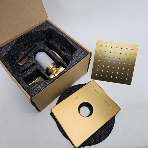 Kenes Regenduschkopf Trim Kit Gebürstet Gold Quadrat 6" Edelstahl mit Ventil - Bild 7 von 12