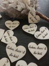 50 Streudeko Holz Herz Tischdeko Schee, dass´d do bist  Streu Deko Hochzeit  3cm
