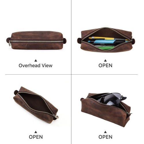 Genuine Leather 2/3/5 Slot Handmade Hard Fountain Pen case Pen Storage Box NEW - Picture 58 of 96
