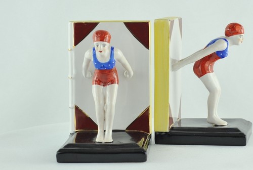 Sujetalibros Bañista Sexy Buzo Art Deco Estilo Art Nouveau Estilo Porcelana Esma - Imagen 12 de 12