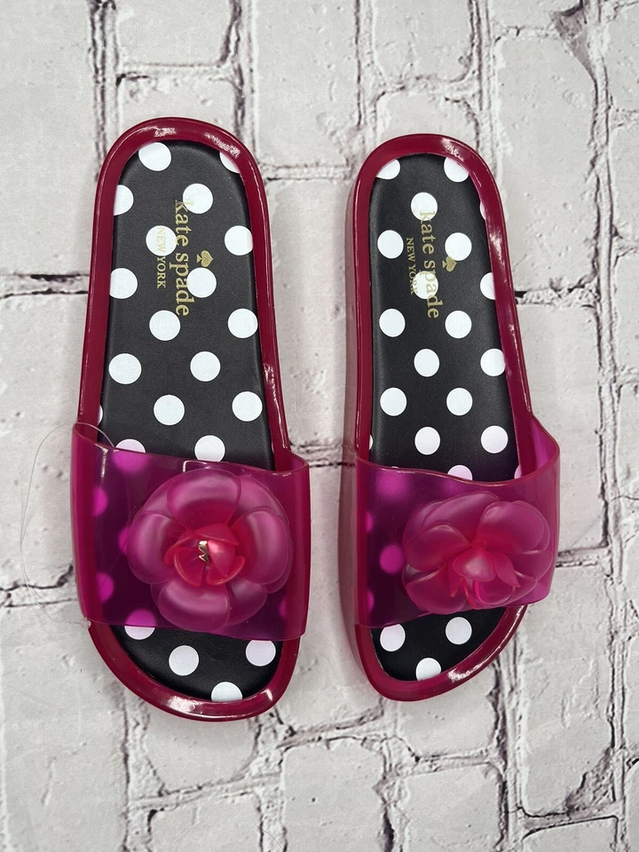 Zapatillas Kate Spade Jelly Rosa Blanco y Negro Lunares Suelas Talla 9 NUEVAS Foto 2 de 4