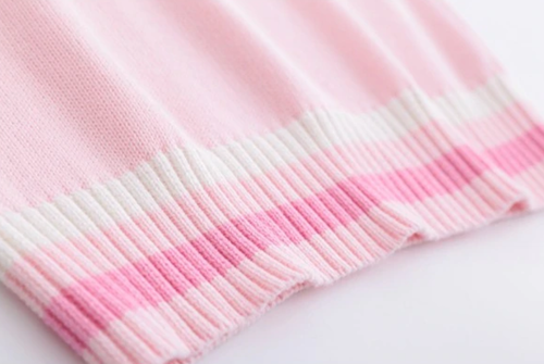 Chaleco Bordado Cara de Conejo Rosa Kawaii Elastizado Tejido Sin Mangas Top Pullover - Imagen 9 de 10