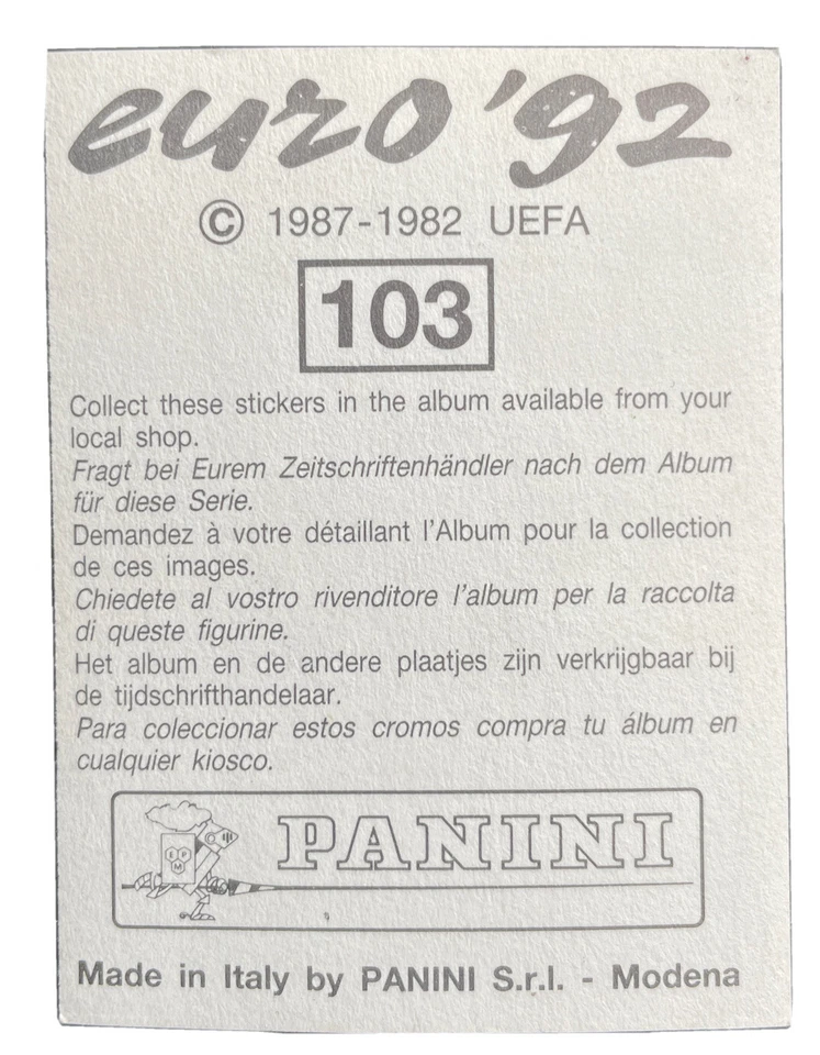 Panini Euro 92 - # 103 - PAUL GASCOIGNE - England - Image 2 of 4