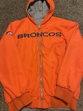 Denver Broncos Hoodie Medium Pullover Sweatshirt NFL Men's Orange Reversible