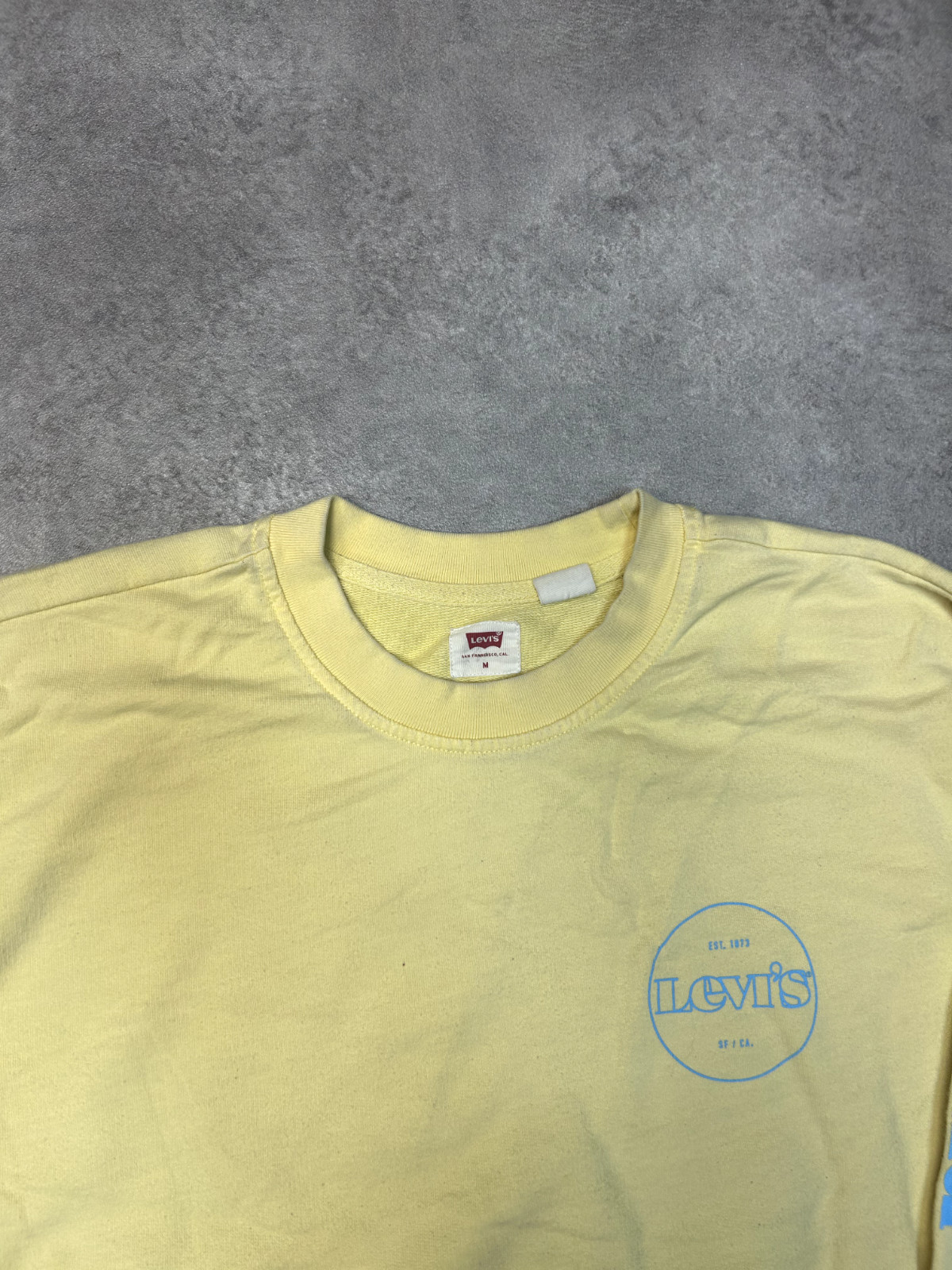 Levis Sweatshirt Mens Y2K Pull Over Spell Out Jumper, Yellow, Medium image 3