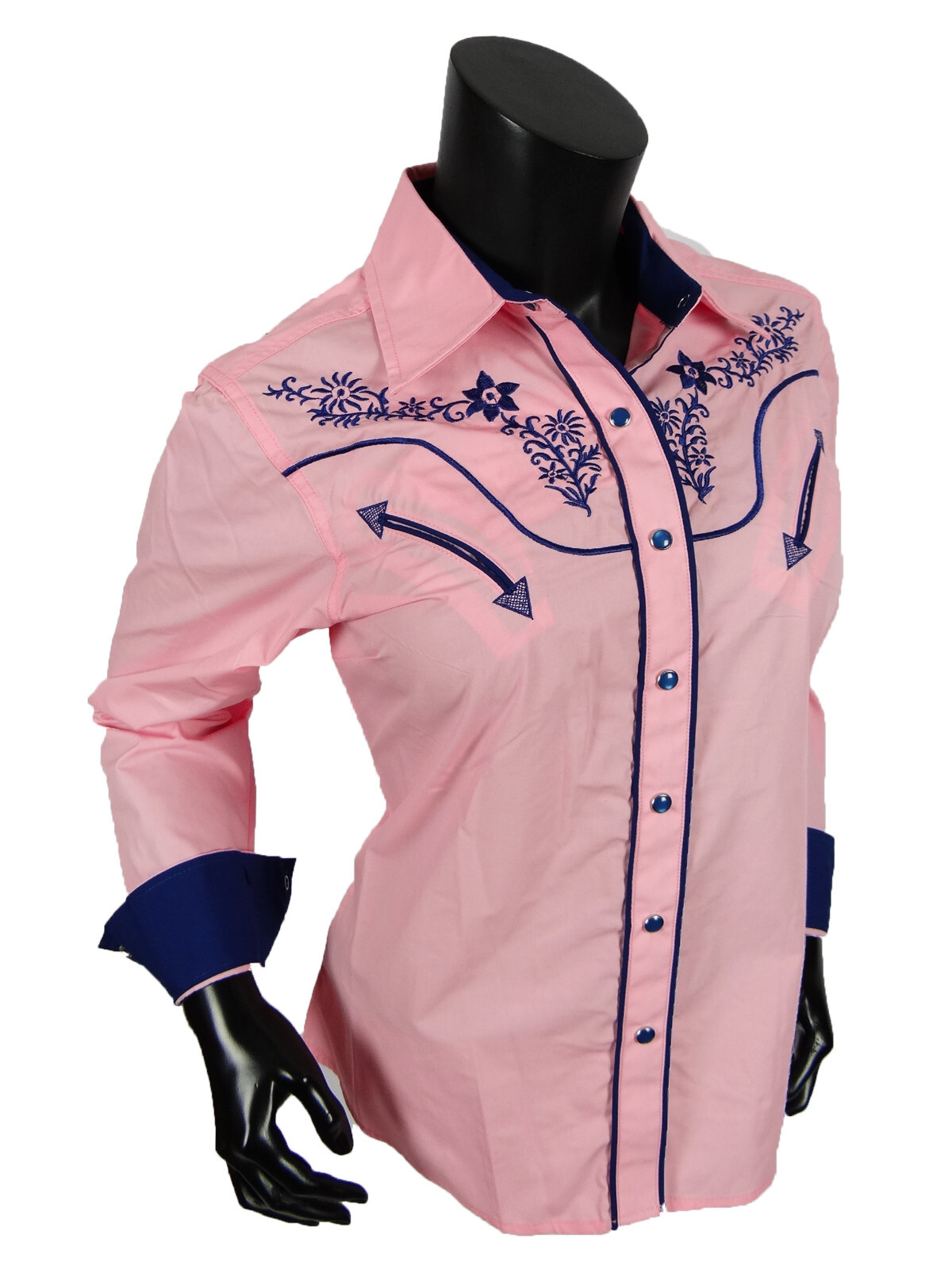 Womens Country Western Shirt Colorful Flower Embroidery Cowgirl Rodeo Snap Cuff eBay