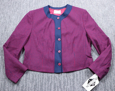 Miss Pendleton Vintage Suit Jacket Houndstooth Wool  Women's 12 New with DEFECT
