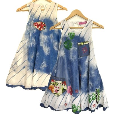 Crazy Fish Hand Painted Sundress Girls Size 12 Hawaiian Mix Print Pocket A-Line