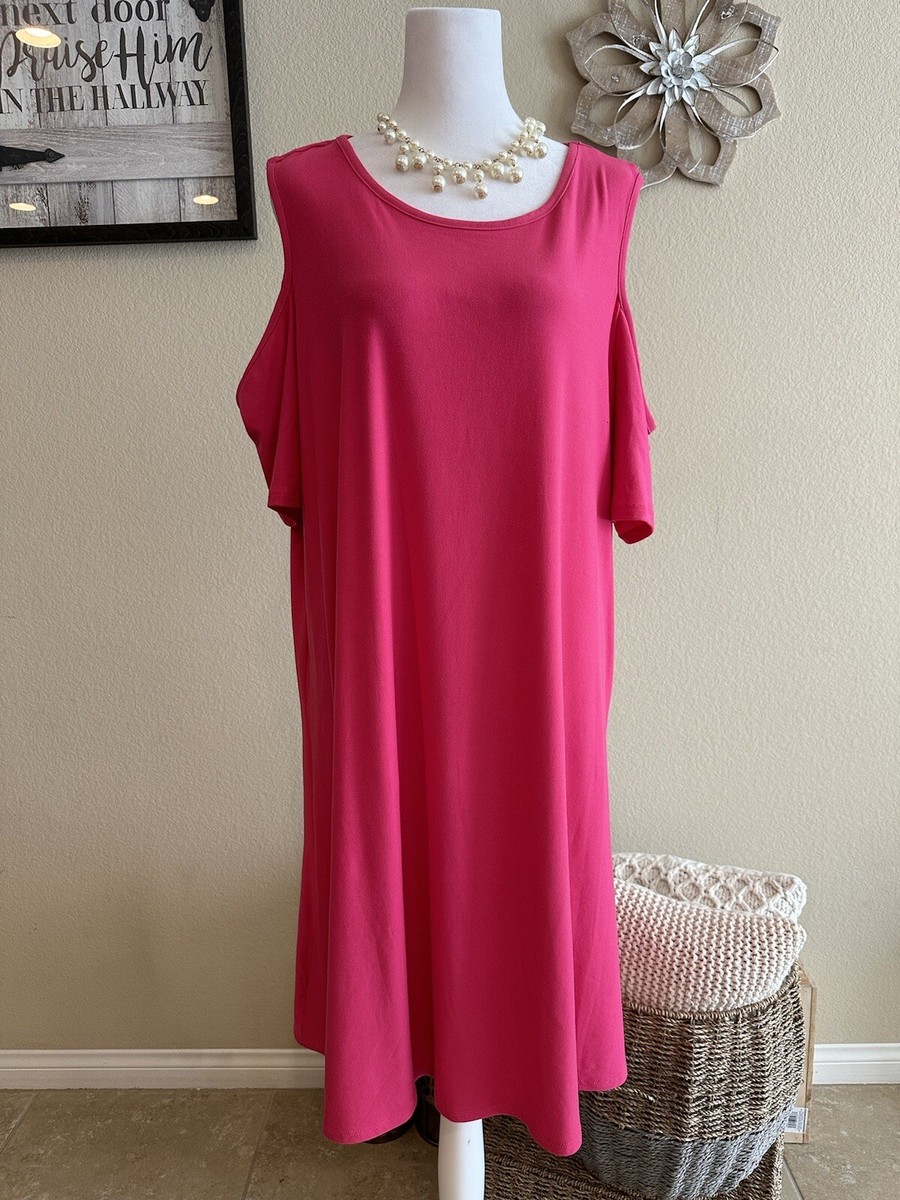 Just BeWomens Plus Pink Cold Shoulder Knee Length Dress - Sz 2X