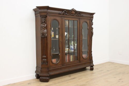 Renaissance Antique Oak Office Library Bookcase Sculptures #54006 - Picture 2 of 15