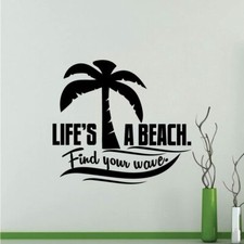 Life Is A Beach Quote Ocean Sea Vinyl Wall Art D cor Sticker for Home Room Decal