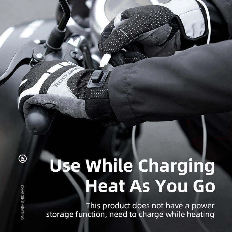 ROCKBROS Electric Heated Gloves Cycling Winter Glove USB Plug in Touchscreen - Image 4 of 4