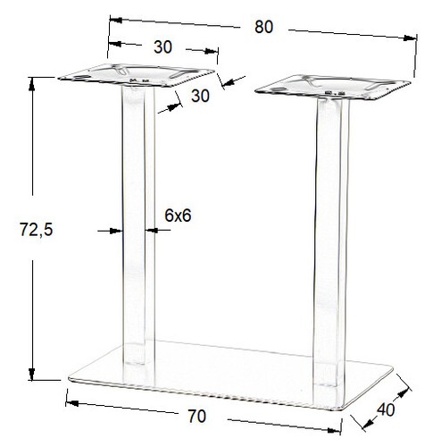 Doppelsockel aus gebürstetem Edelstahl SH-3003 für Hotel, Restaurant, 70x40x72,5 - Bild 2 von 6