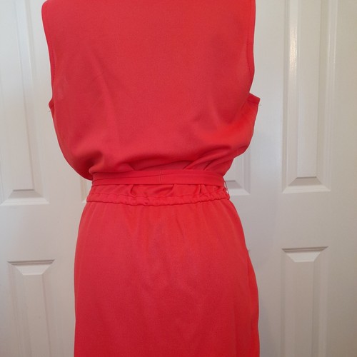 True Vintage 70s Orange Sleeveless Mod Dress Sz16 Belt/elastic Waist festival - Picture 5 of 6