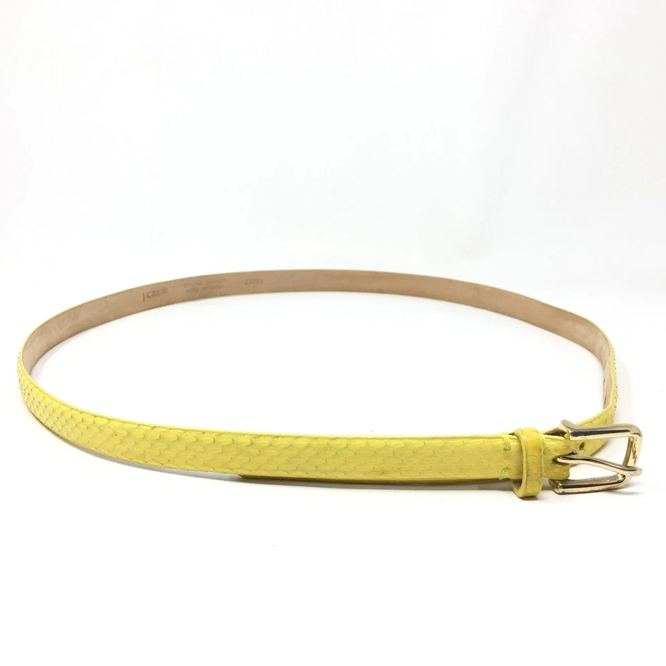 Cinturón ajustado J Crew para mujer talla mediana M amarillo piel de serpiente piel de serpiente hebilla de latón Foto 3 de 4
