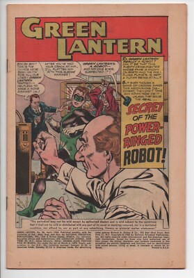 Green Lantern 36 DC Comic Book 1965 Secret Of The Power Ringed Robot No Cover